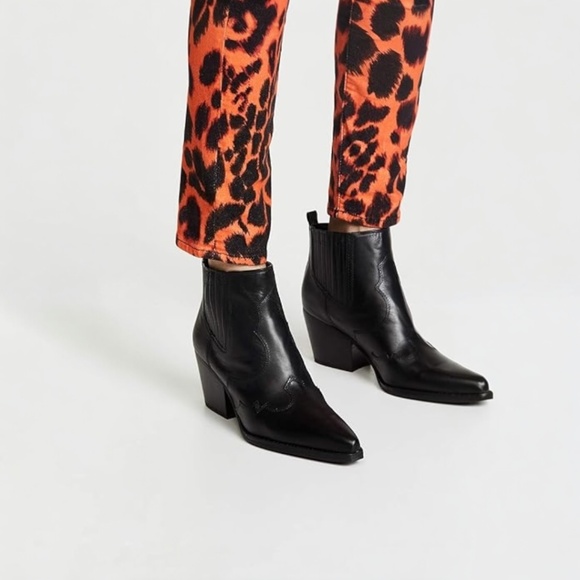 SAM EDELMANWomens Leather Winona Ankle Western Boots in Black Size 6.5